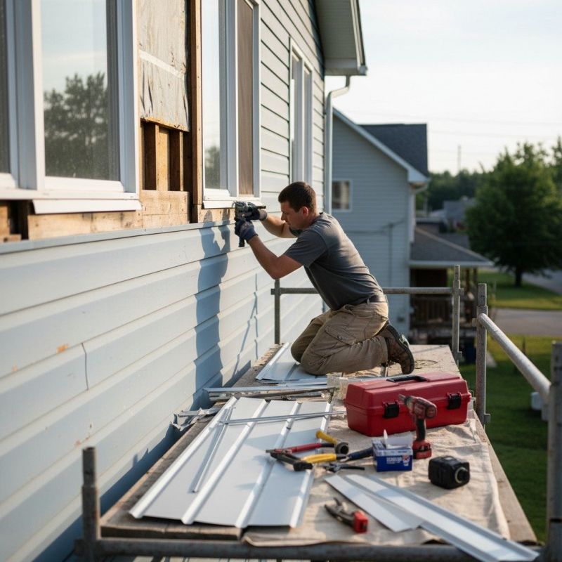 Local Sheet Metal Siding Replacement pros at work